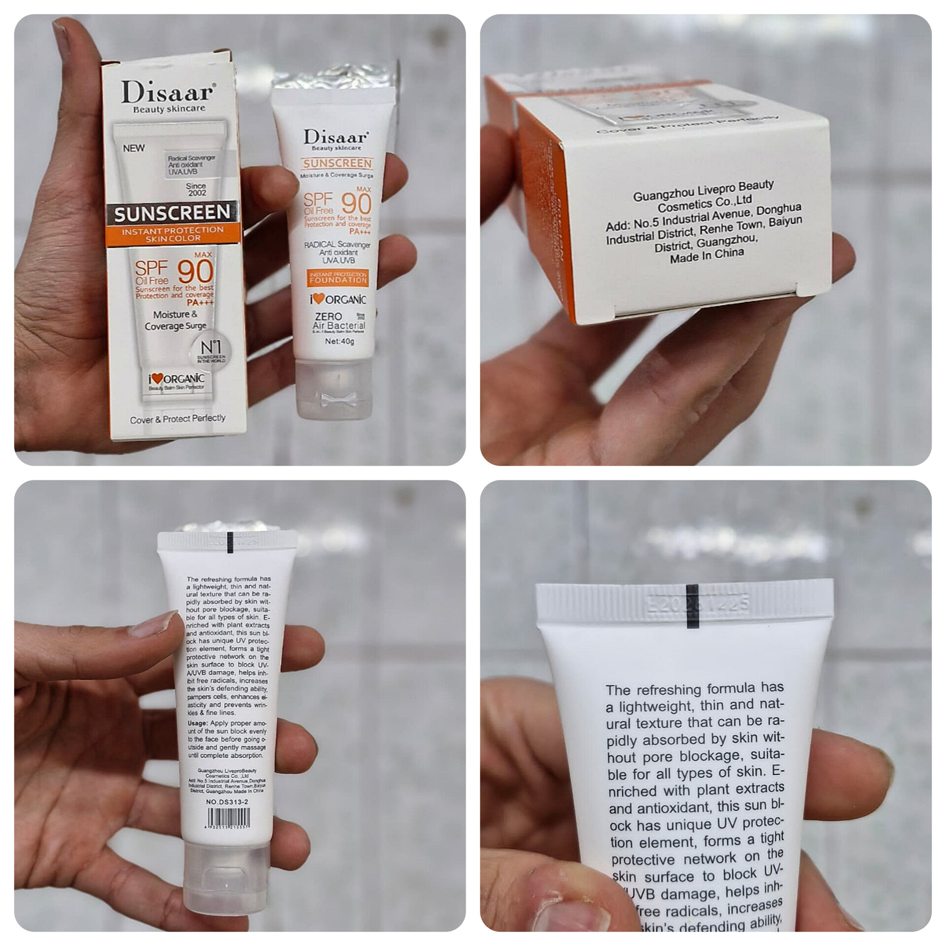 کرم ضدآفتاب ارگانیک دیسار حجم 40 گرم