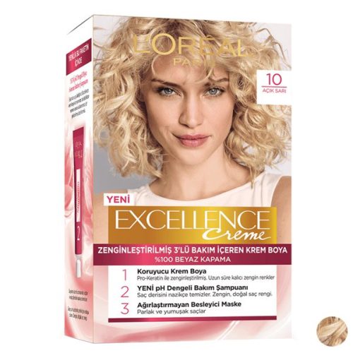 کیت رنگ مو رنگ بلوند طلایی لورال شماره 10 مدل Excellence