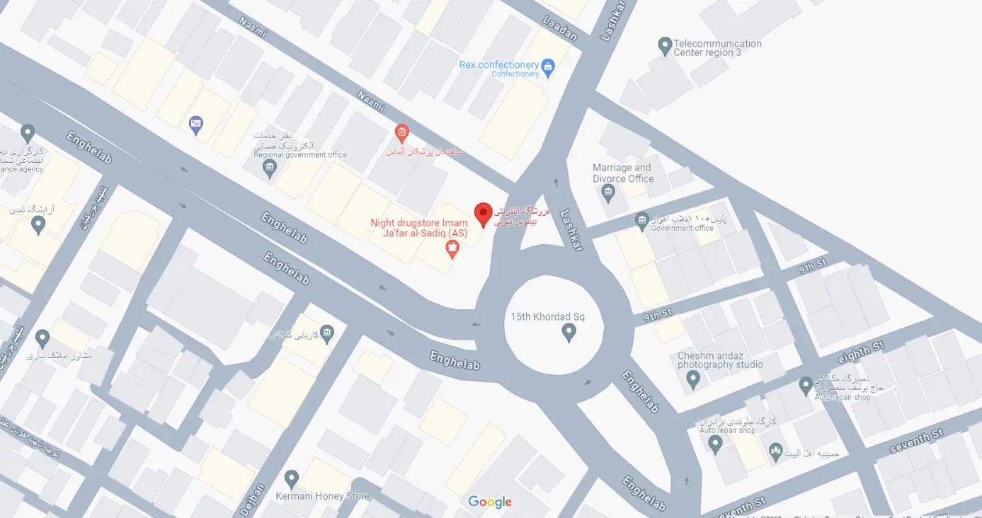 ادرس فروشگاه اینترنتی بیبلوس بیوتی