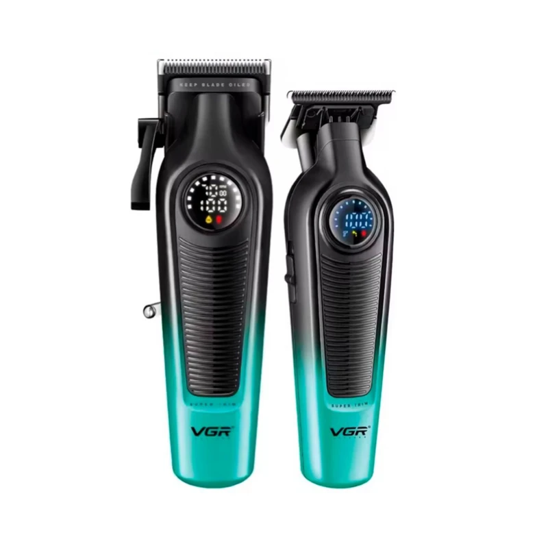 ست ماشین اصلاح و خط زن وی جی آر مدل V-196 و V-996 رنگ آبی